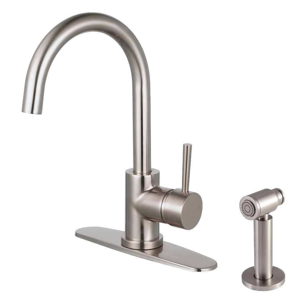 Kingston Brass LS8578DLBS Concord Single-Handle Kitchen Faucet with Brass Sprayer