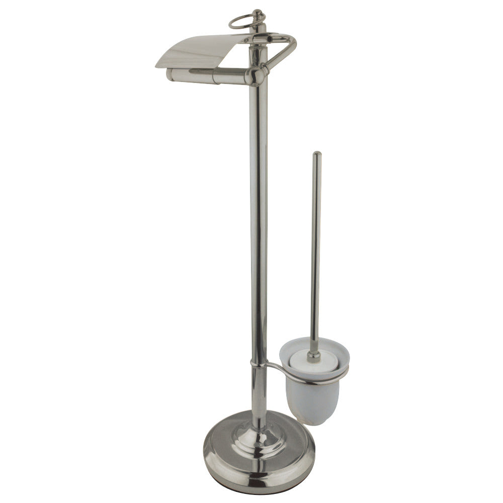 Kingston Brass Pedestal Toilet Paper Holder Stand with Brush