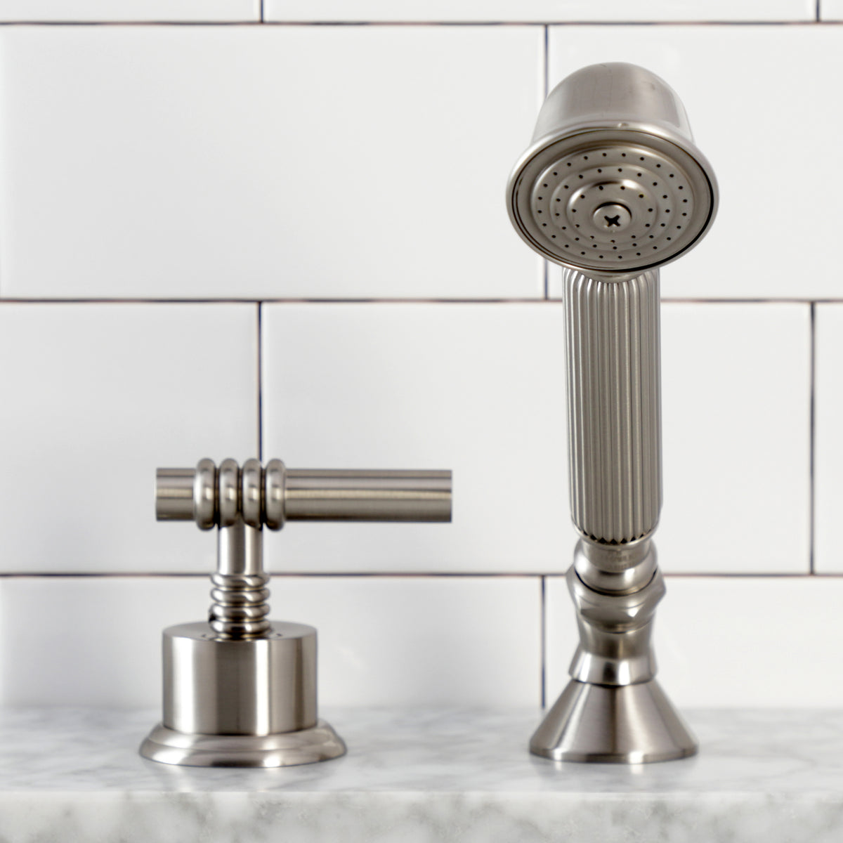 Kingston Brass Deck Mount Hand Shower with Diverter for Roman Tub Faucet