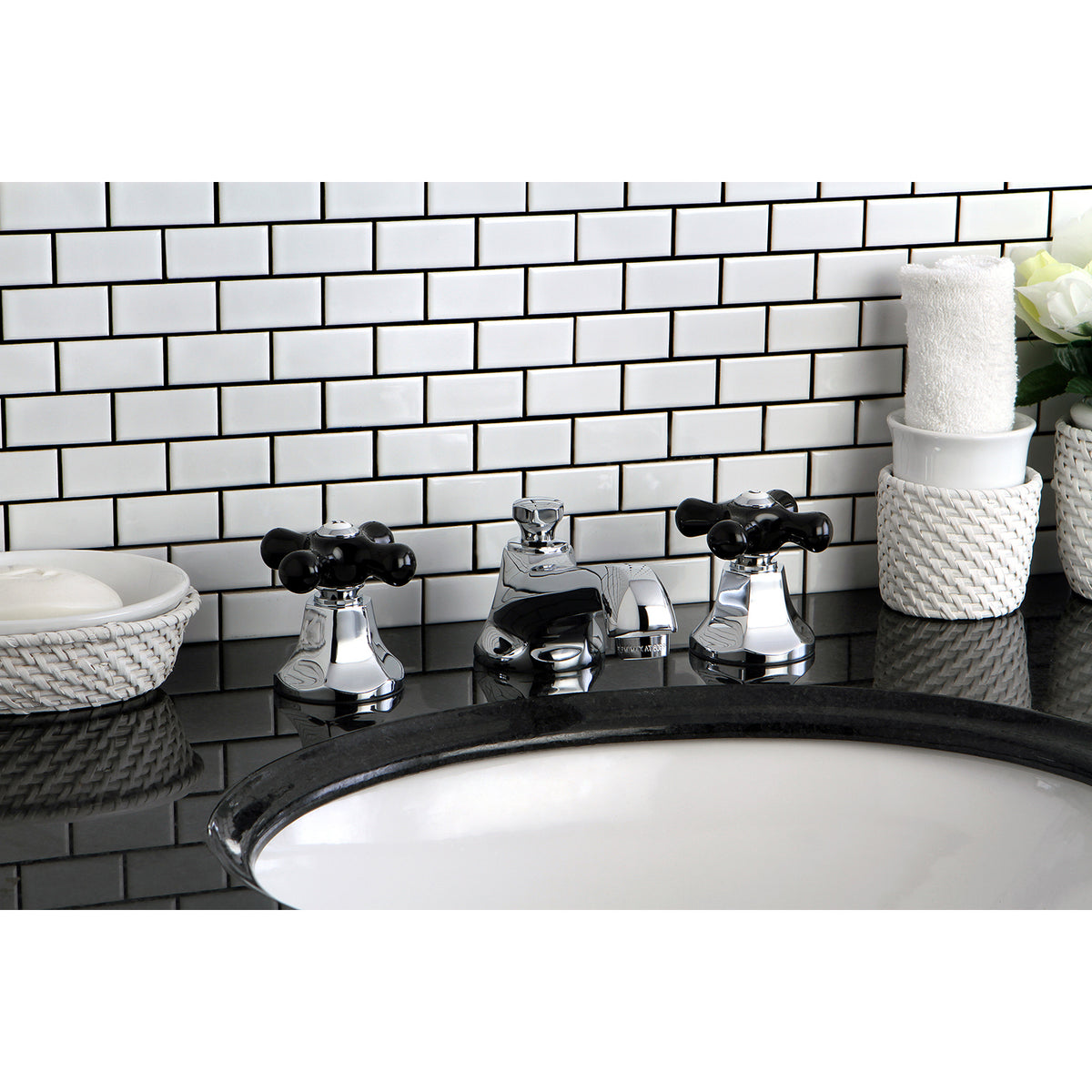 Kingston Brass KS4468PKX Duchess Widespread Bathroom Faucet with Brass Pop-Up