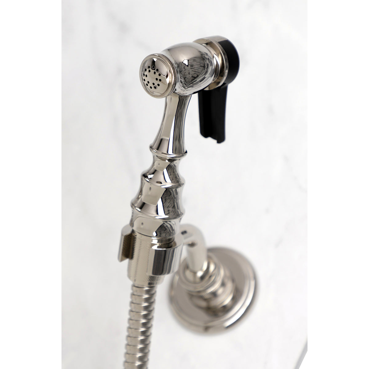 Kingston Brass KS1242PXBS Heritage Wall Mount Bridge Kitchen Faucet with Brass Spray