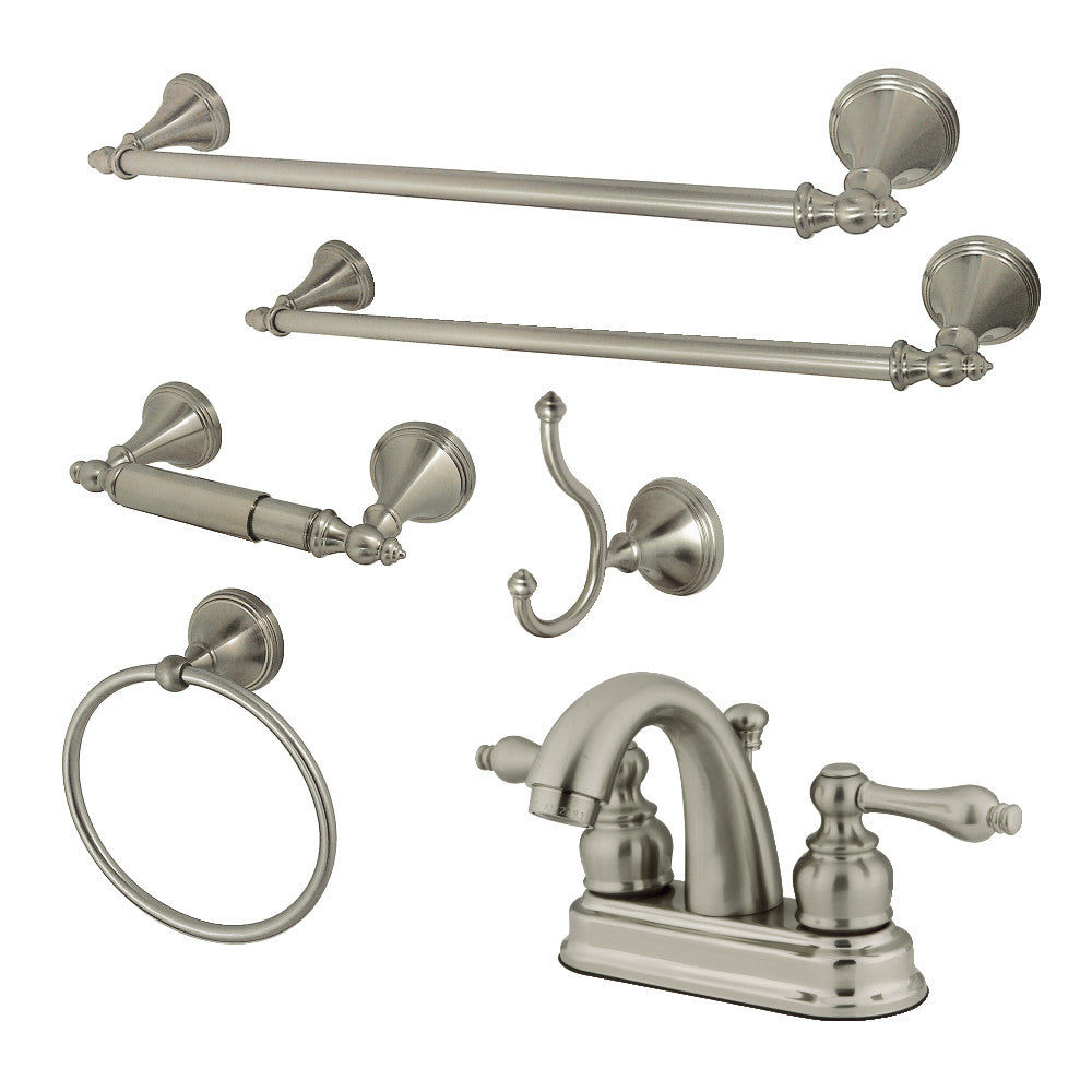 Kingston Brass KBK5618AL 4 in. Bathroom Faucet with 5-Piece Bathroom Hardware Combo