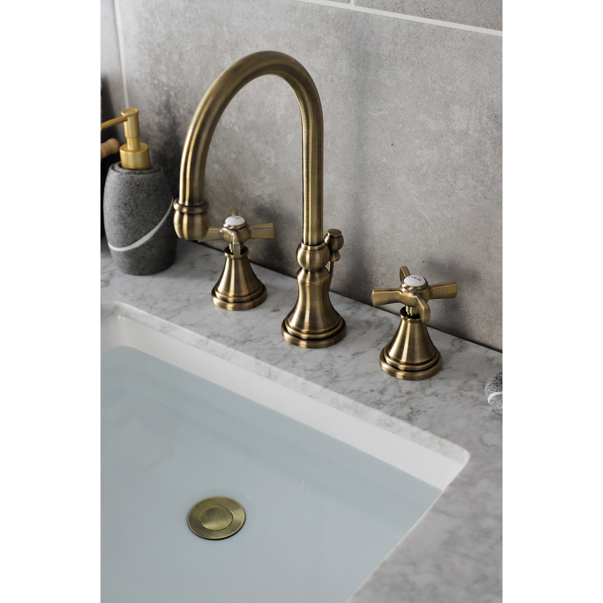 Kingston Brass KS2985ZX Millennium Widespread Bathroom Faucet with Brass Pop-Up