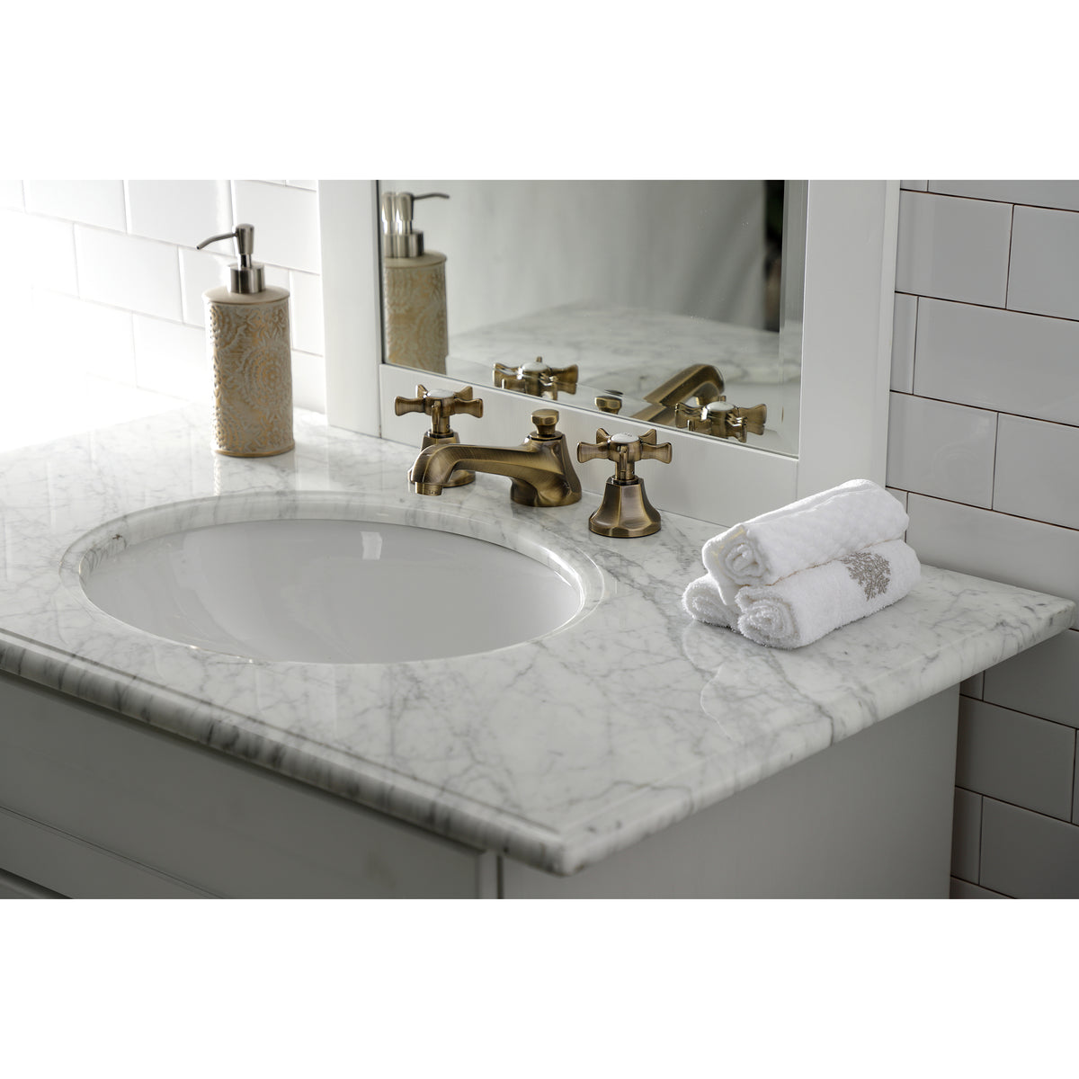 Kingston Brass KS4468NX Hamilton Widespread Bathroom Faucet with Brass Pop-Up