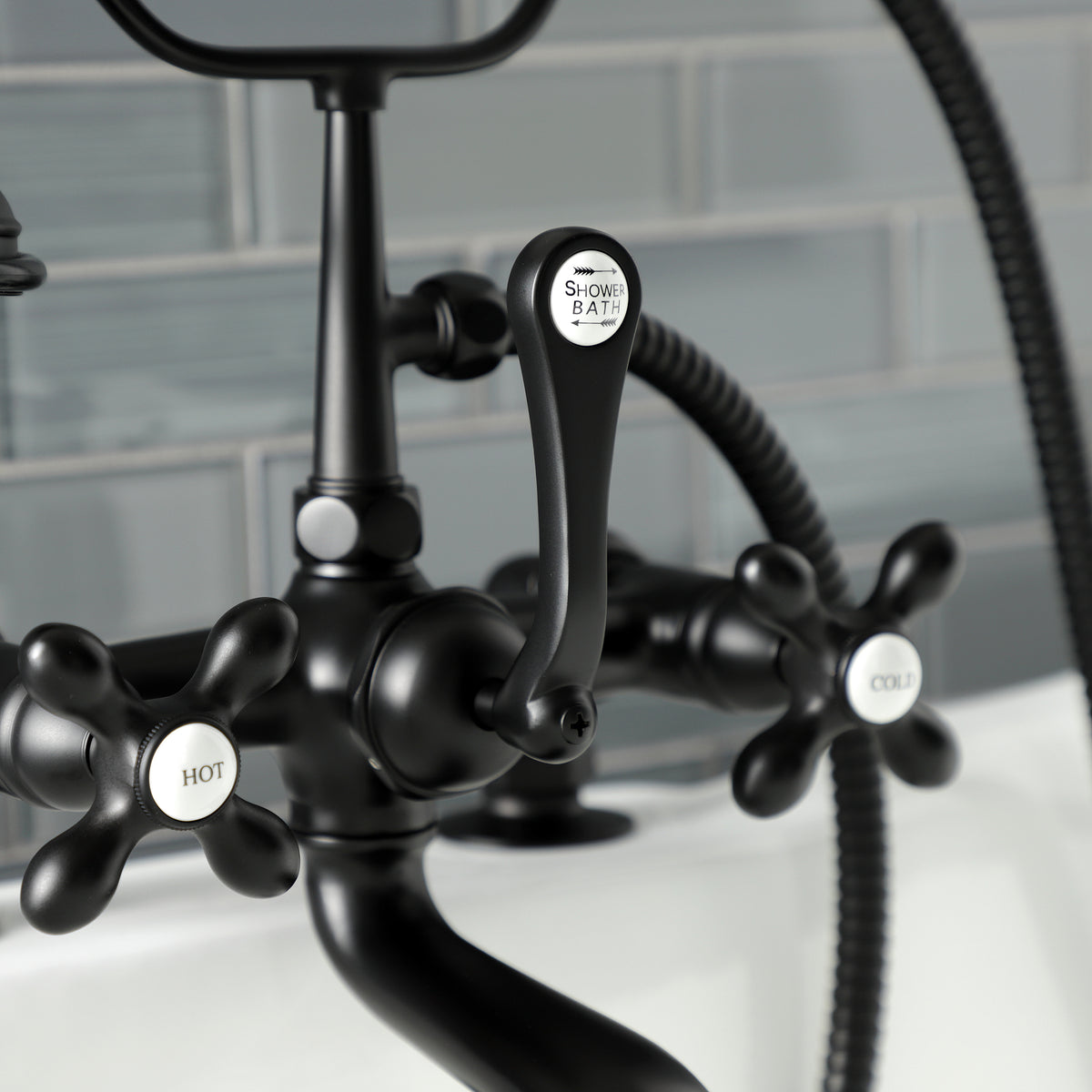 Aqua Vintage 7-Inch Tub Faucet with Hand Shower