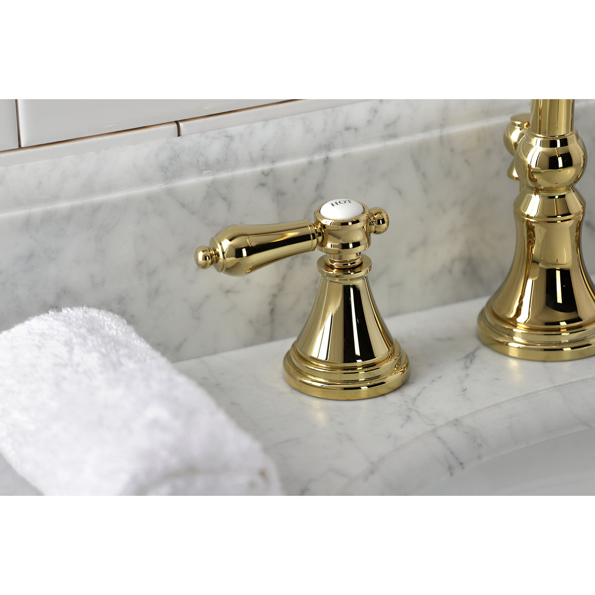 Kingston Brass KS2981BAL Heirloom Widespread Bathroom Faucet with Brass Pop-Up