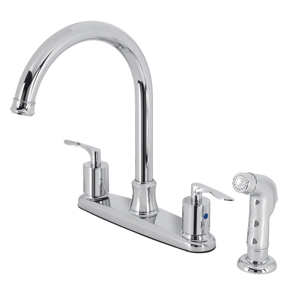 Kingston Brass FB7798SVLSP Serena Centerset Kitchen Faucet with Plastic Sprayer