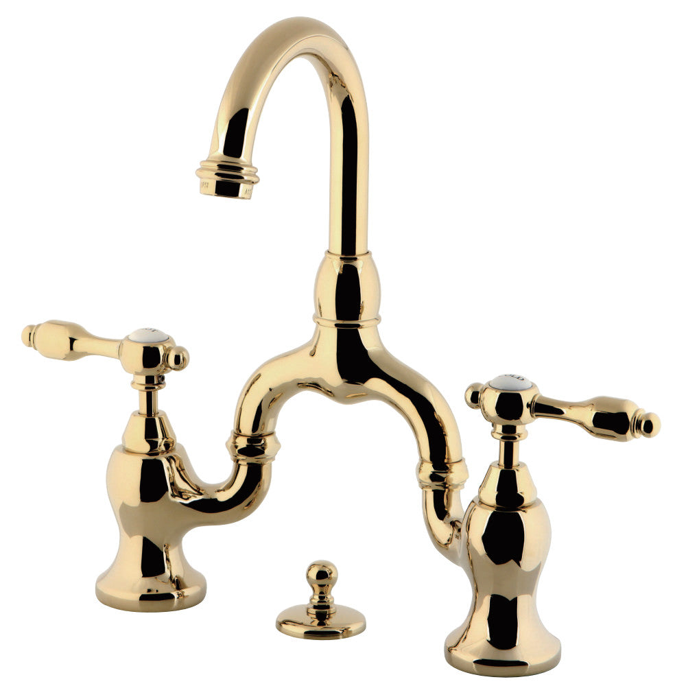 Kingston Brass KS7992TAL Tudor Bridge Bathroom Faucet with Brass Pop-Up