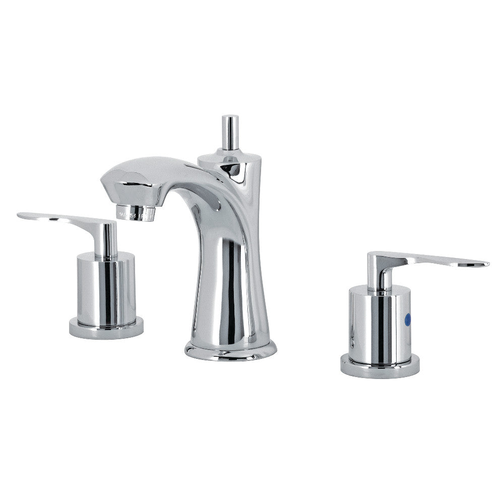 Kingston Brass KB7961SVL Two-Handle 3-Hole Deck Mount Widespread Bathroom Faucet with Pop-Up Drain
