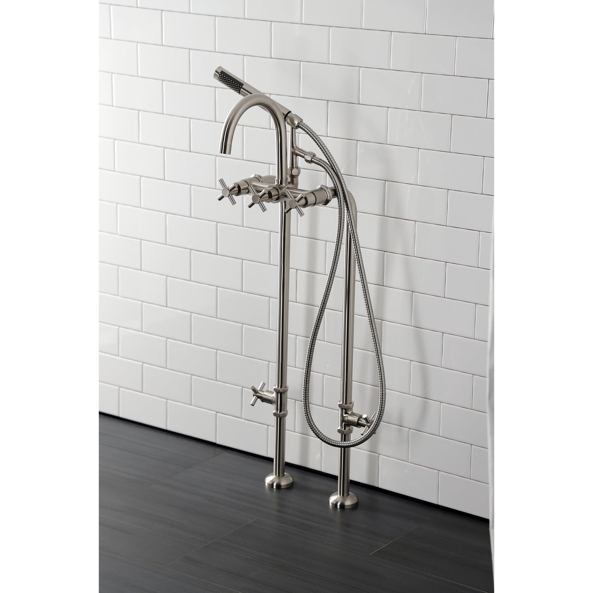 Aqua Vintage Concord Freestanding Tub Faucet with Supply Line, Stop Valve