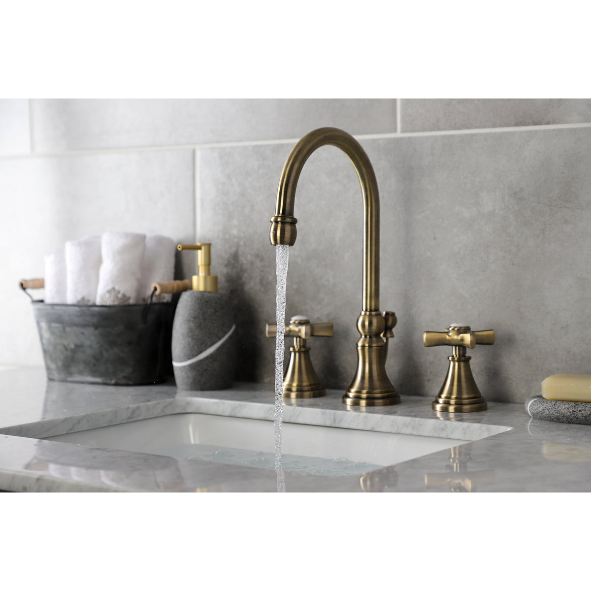 Kingston Brass KS2985ZX Millennium Widespread Bathroom Faucet with Brass Pop-Up