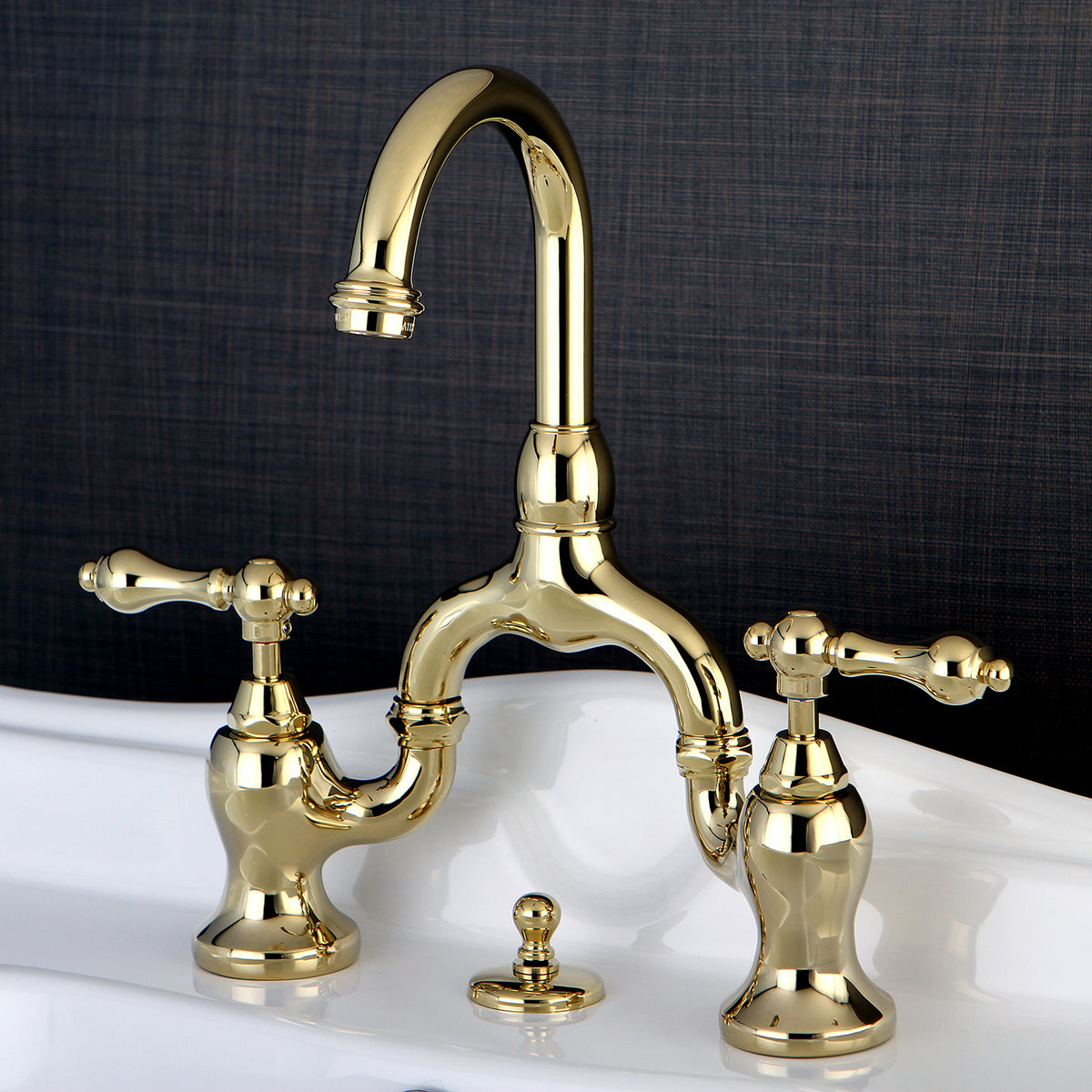 Kingston Brass KS7995AL English Country Bridge Bathroom Faucet with Brass Pop-Up