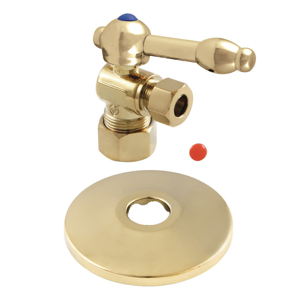 Kingston Brass 5/8-Inch X 3/8-Inch OD Comp Quarter-Turn Angle Stop Valve with Flange