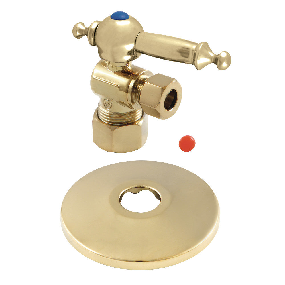 Kingston Brass5/8-Inch X 3/8-Inch OD Comp Quarter-Turn Angle Stop Valve with Flange