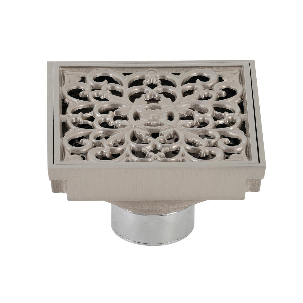 Kingston Brass Watercourse Scroll 4" Square Grid Shower Drain