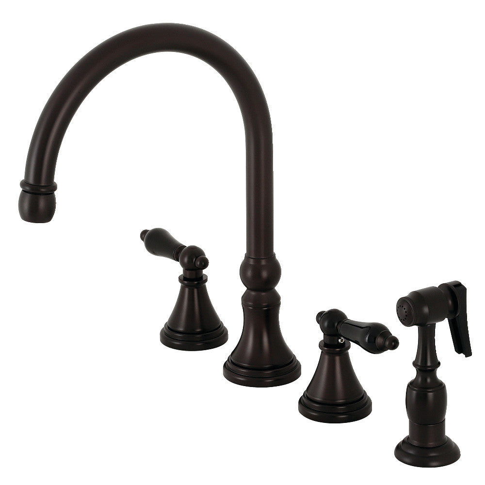 Kingston Brass KS2792PKLBS Duchess Widespread Kitchen Faucet with Brass Sprayer