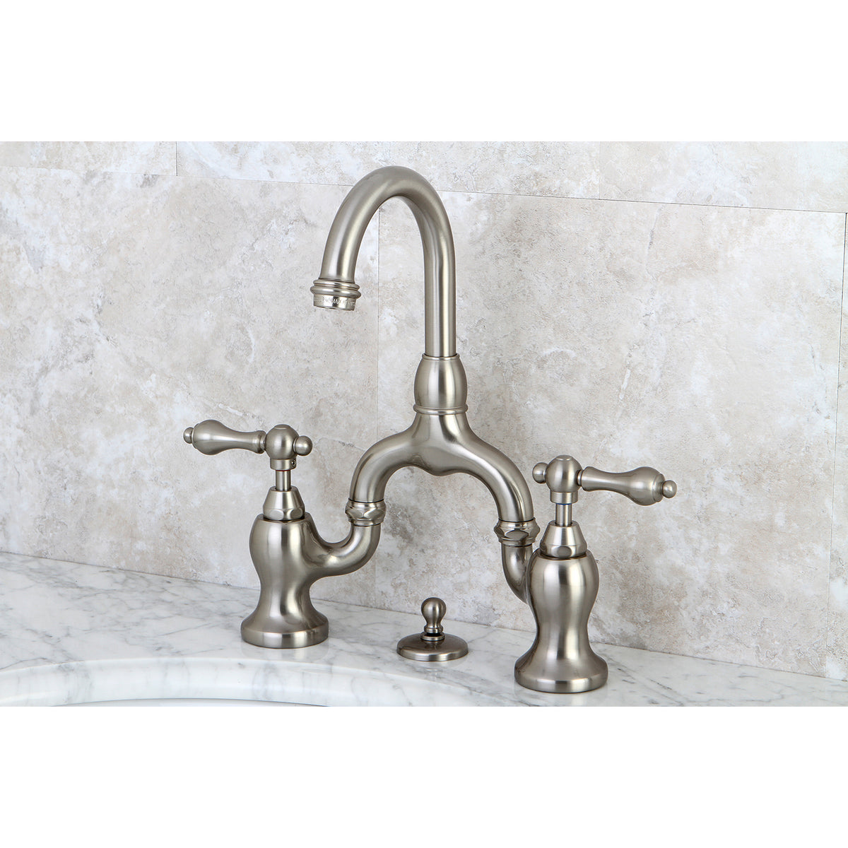 Kingston Brass KS7995AL English Country Bridge Bathroom Faucet with Brass Pop-Up