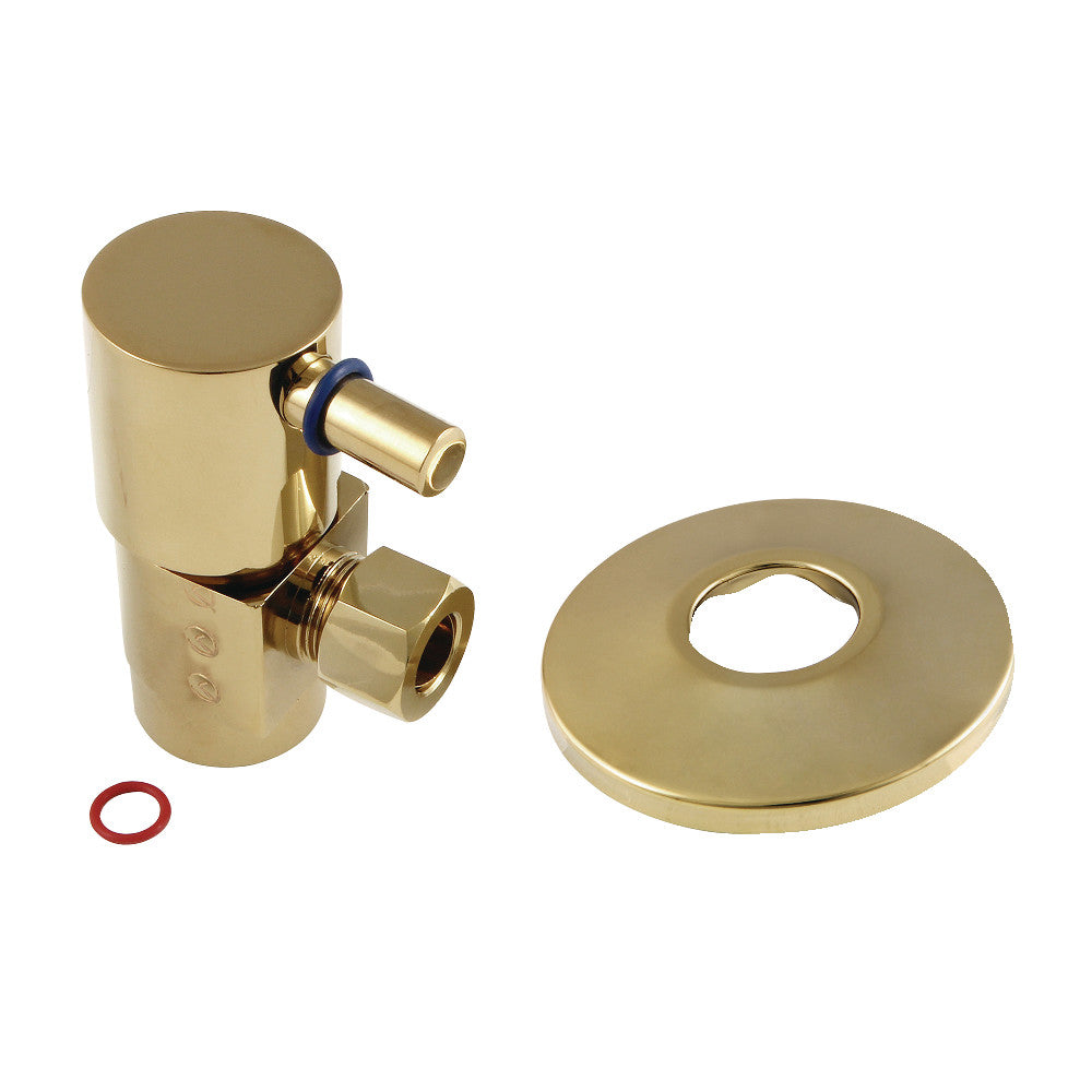 Kingston Brass 1/2"IPS x 3/8"O.D. Anti-Seize Deluxe Quarter-Turn Ceramic Hardisc Cartridge Angle Stop with Flange