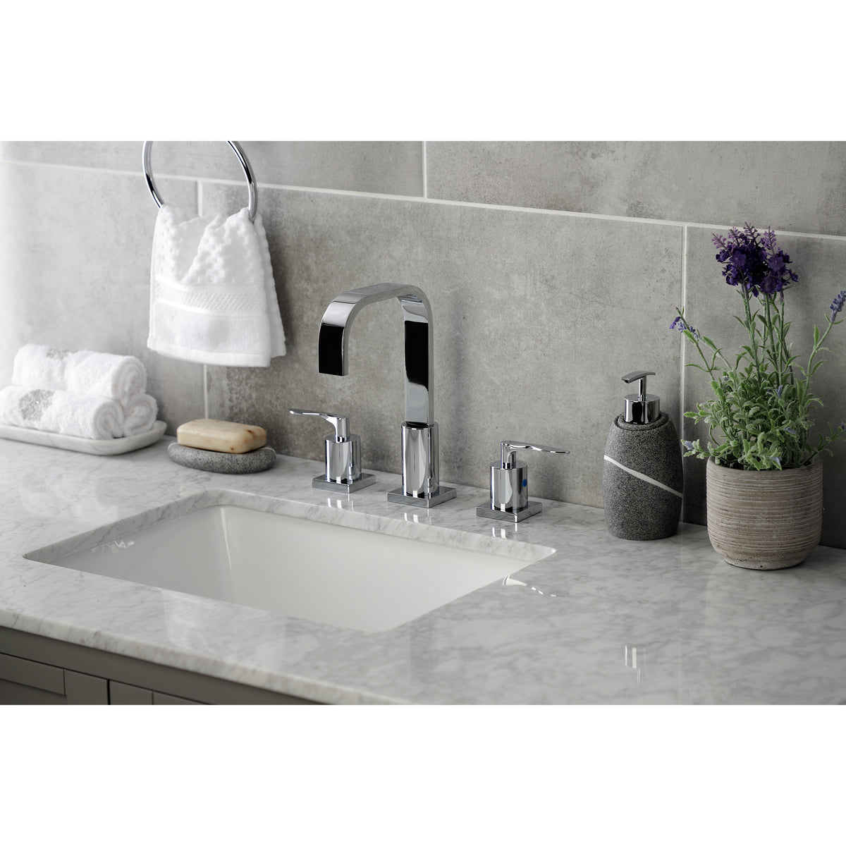 Kingston Brass FSC8961SVL Serena Widespread Bathroom Faucet with Pop-Up Drain