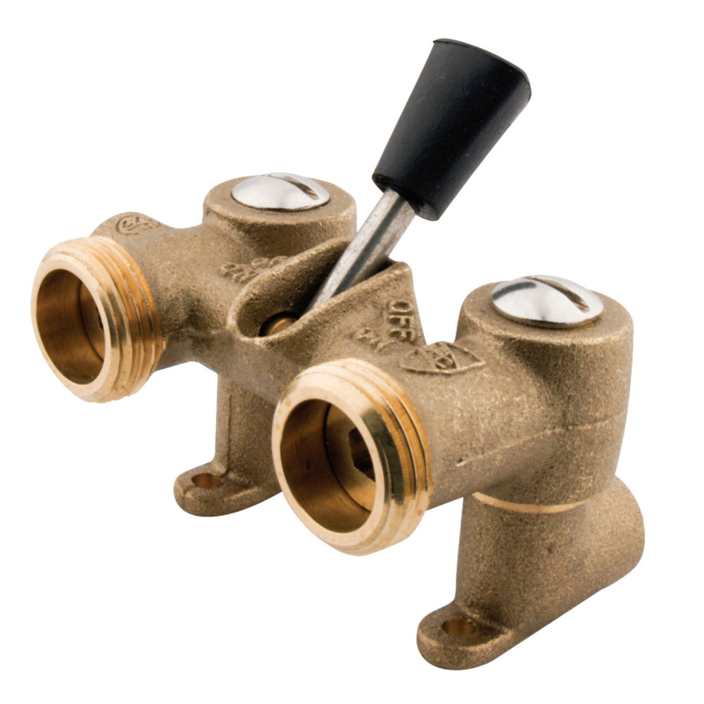 Kingston Brass 1/2" Sweat Inlet x 3/4" Hose Thread, Dual Outlet Washing Machine Shut off Valve