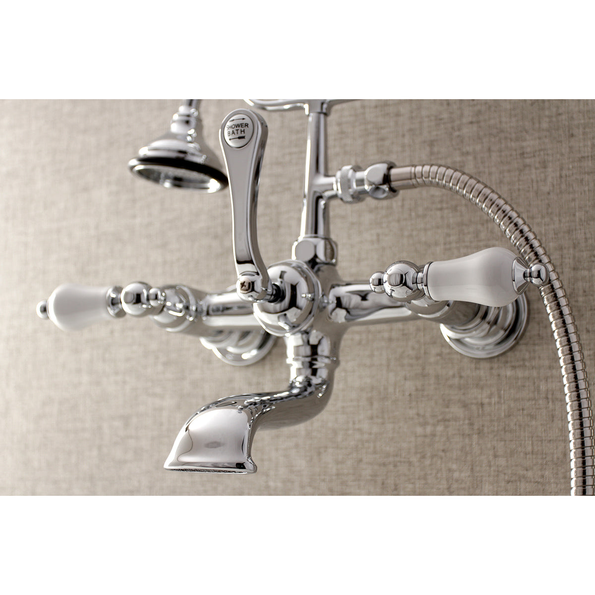 Aqua Vintage 7-Inch Wall Mount Tub Faucet with Hand Shower