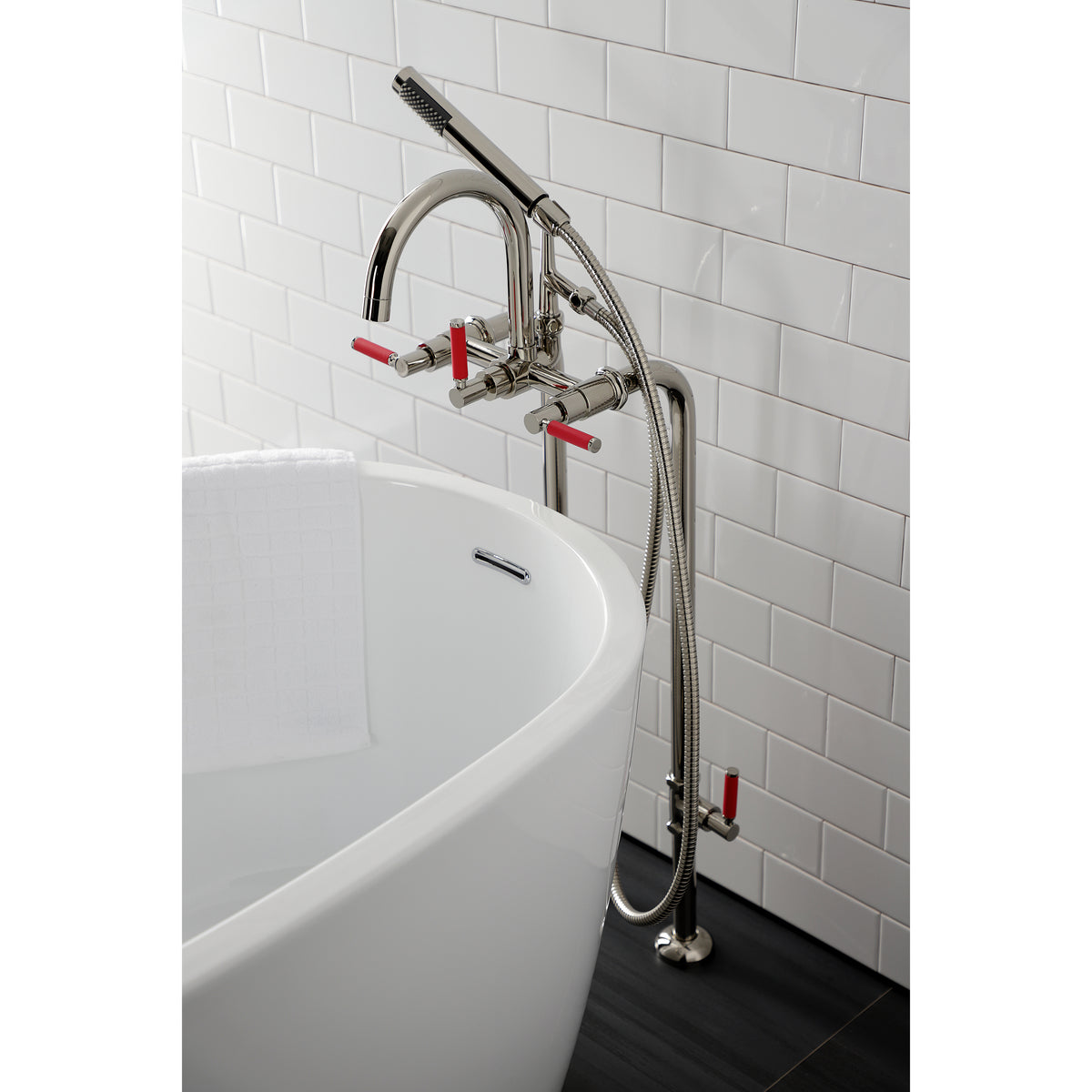Aqua Vintage Concord Freestanding Tub Faucet with Supply Line, Stop Valve