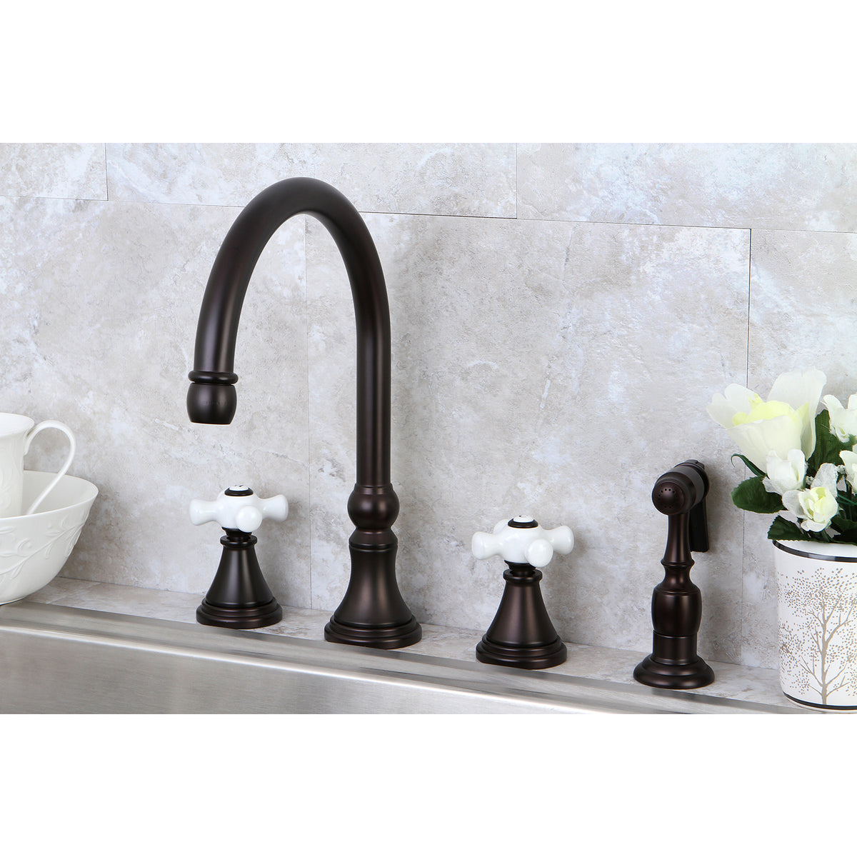 Kingston Brass KS2792PXBS Widespread Kitchen Faucet