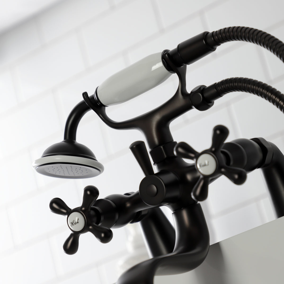 Kingston Deck Mount Clawfoot Tub Faucet with Hand Shower