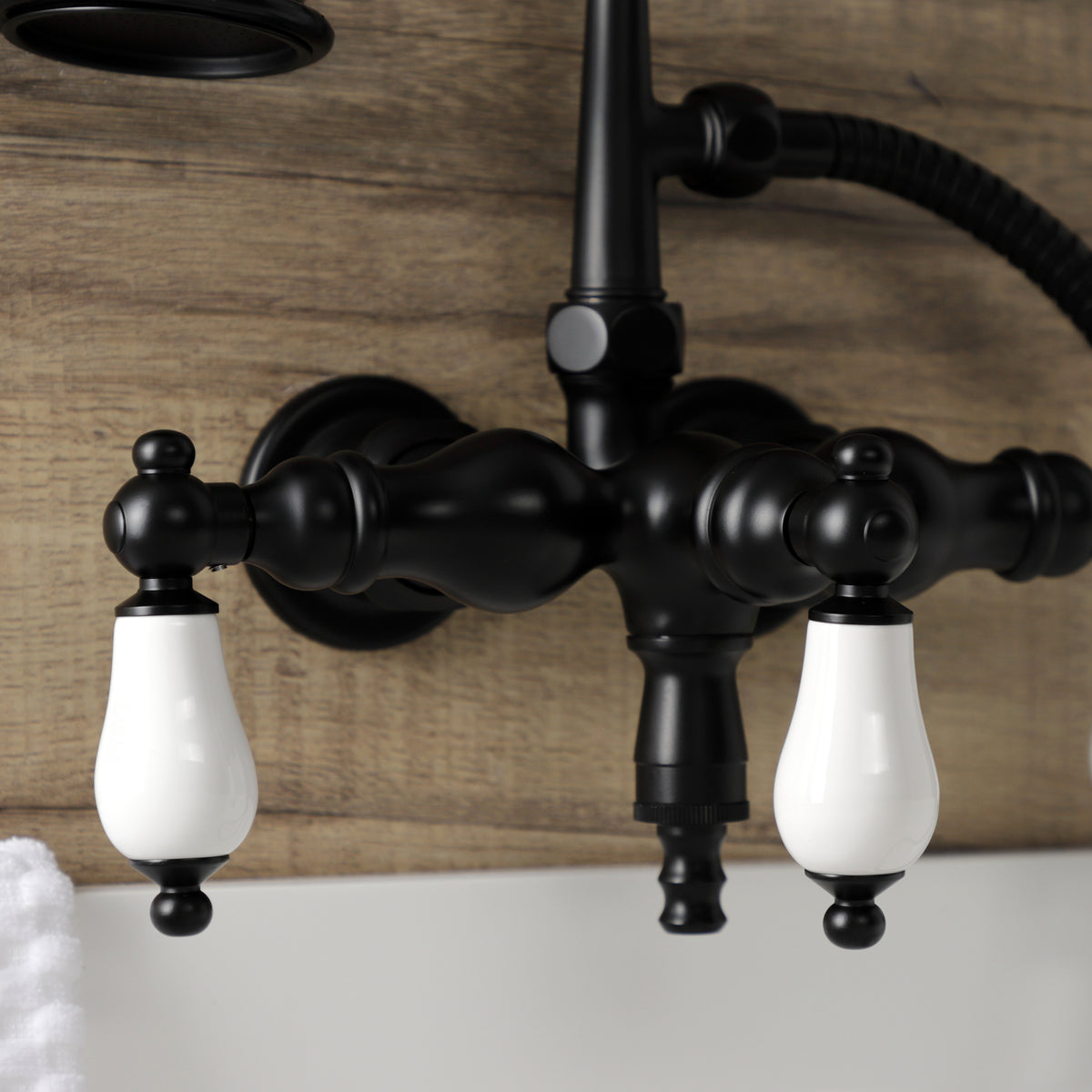 Aqua Vintage 3-3/8 Inch Wall Mount Tub Faucet with Hand Shower