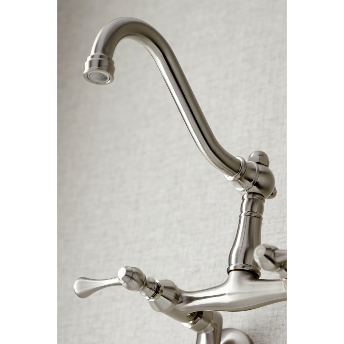 Kingston Brass KS322BLAC Vintage 6" Adjustable Center Wall Mount Kitchen Faucet
