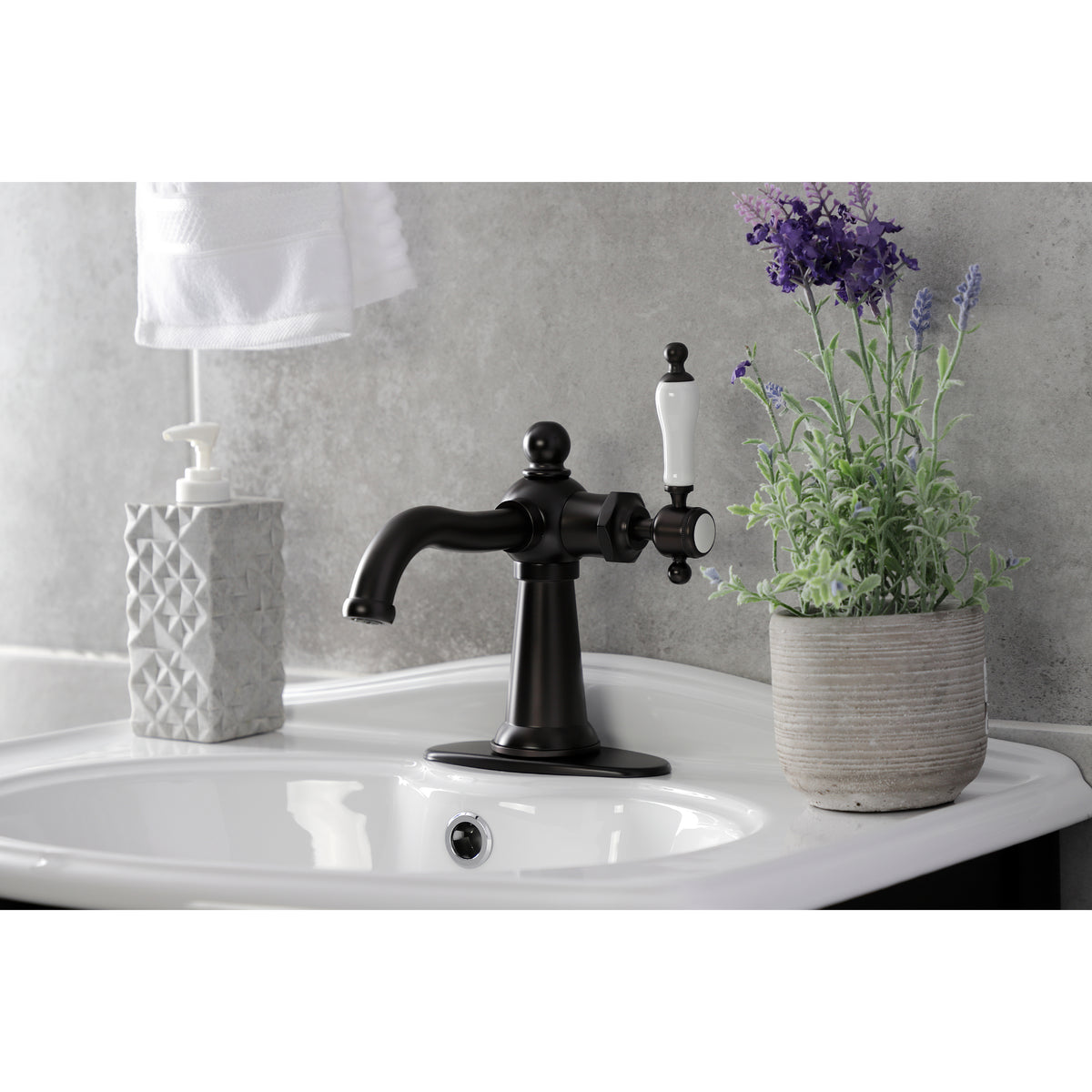 Kingston Brass KSD154KLCP Nautical Single-Handle Bathroom Faucet with Push Pop-Up