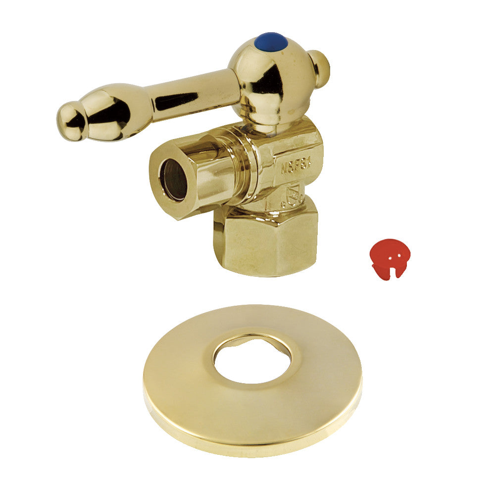Kingston Brass 1/2-Inch FIP X 3/8-Inch OD Comp Quarter-Turn Angle Stop Valve with Flange