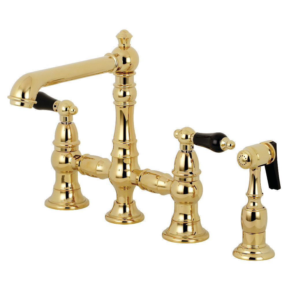 Kingston Brass KS7272PKLBS Duchess Bridge Kitchen Faucet with Brass Sprayer