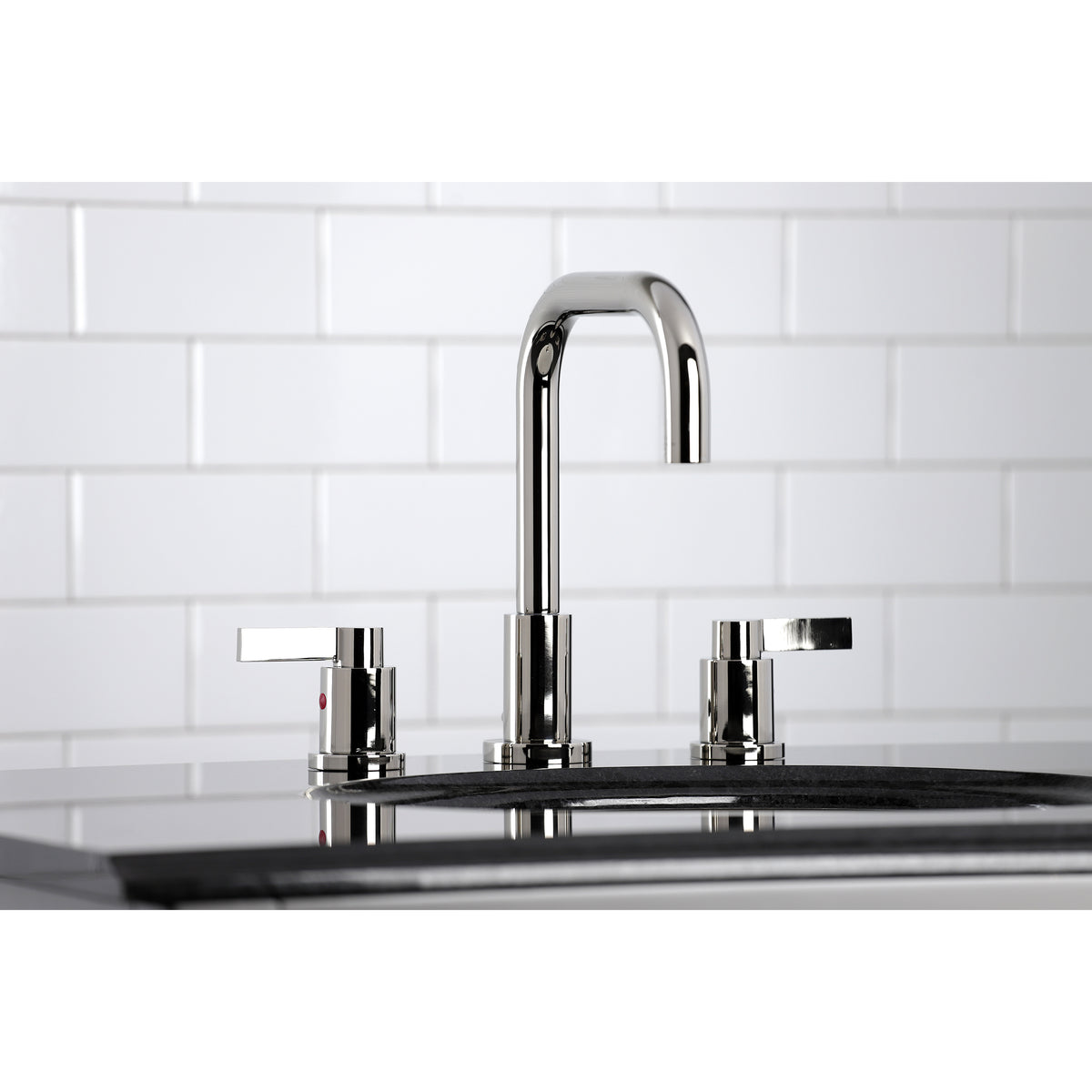 Kingston Brass FSC8938NDL NuvoFusion Widespread Bathroom Faucet with Brass Pop-Up