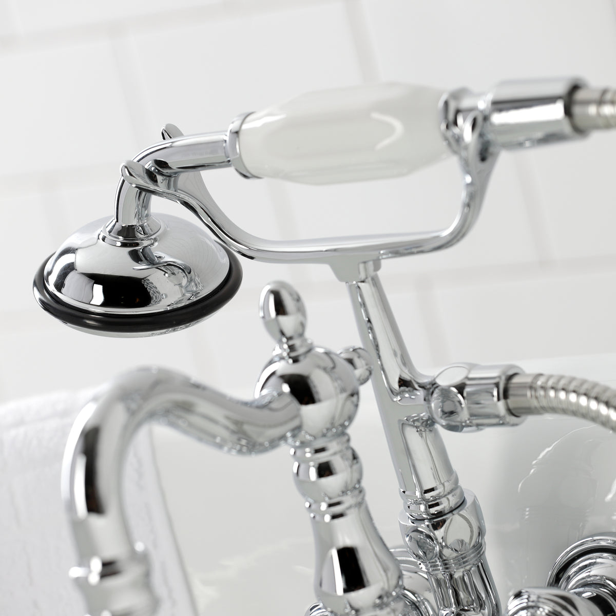 Heritage 3-3/8" Tub Wall Mount Clawfoot Tub Faucet with Hand Shower