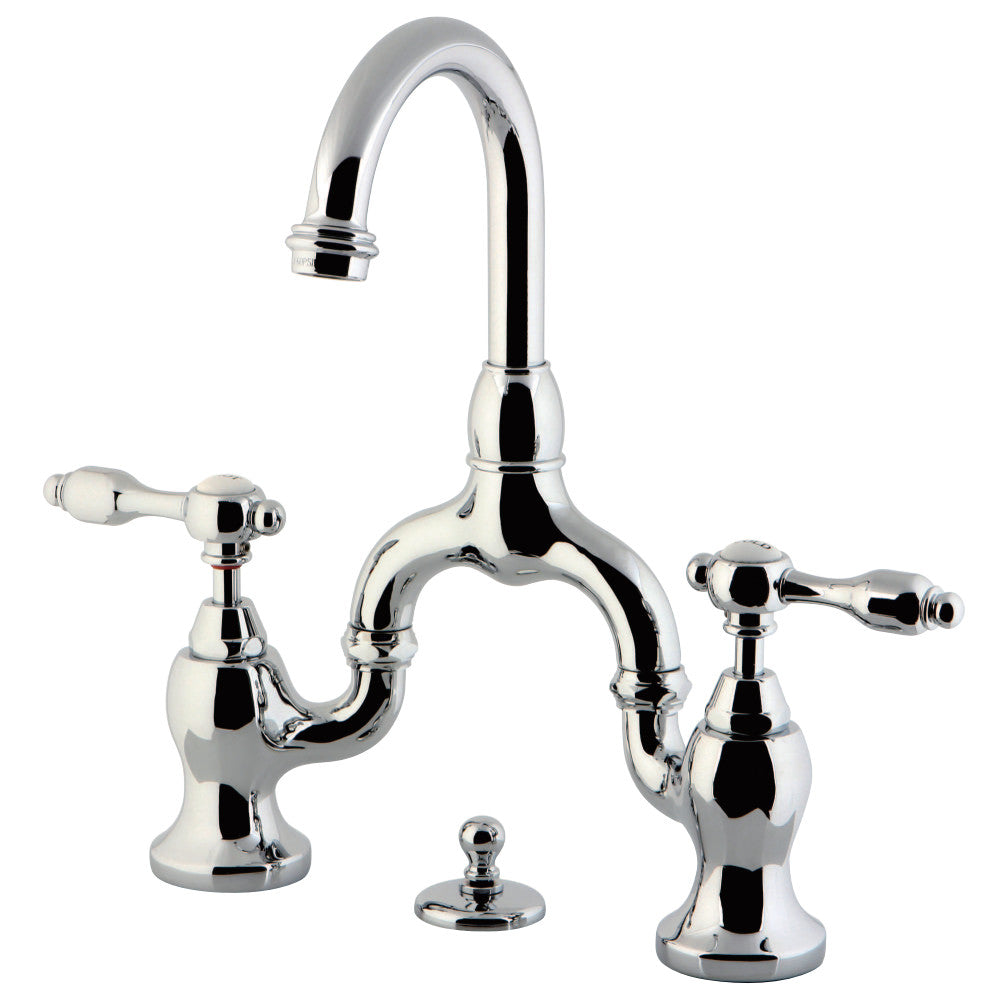 Kingston Brass KS7992TAL Tudor Bridge Bathroom Faucet with Brass Pop-Up