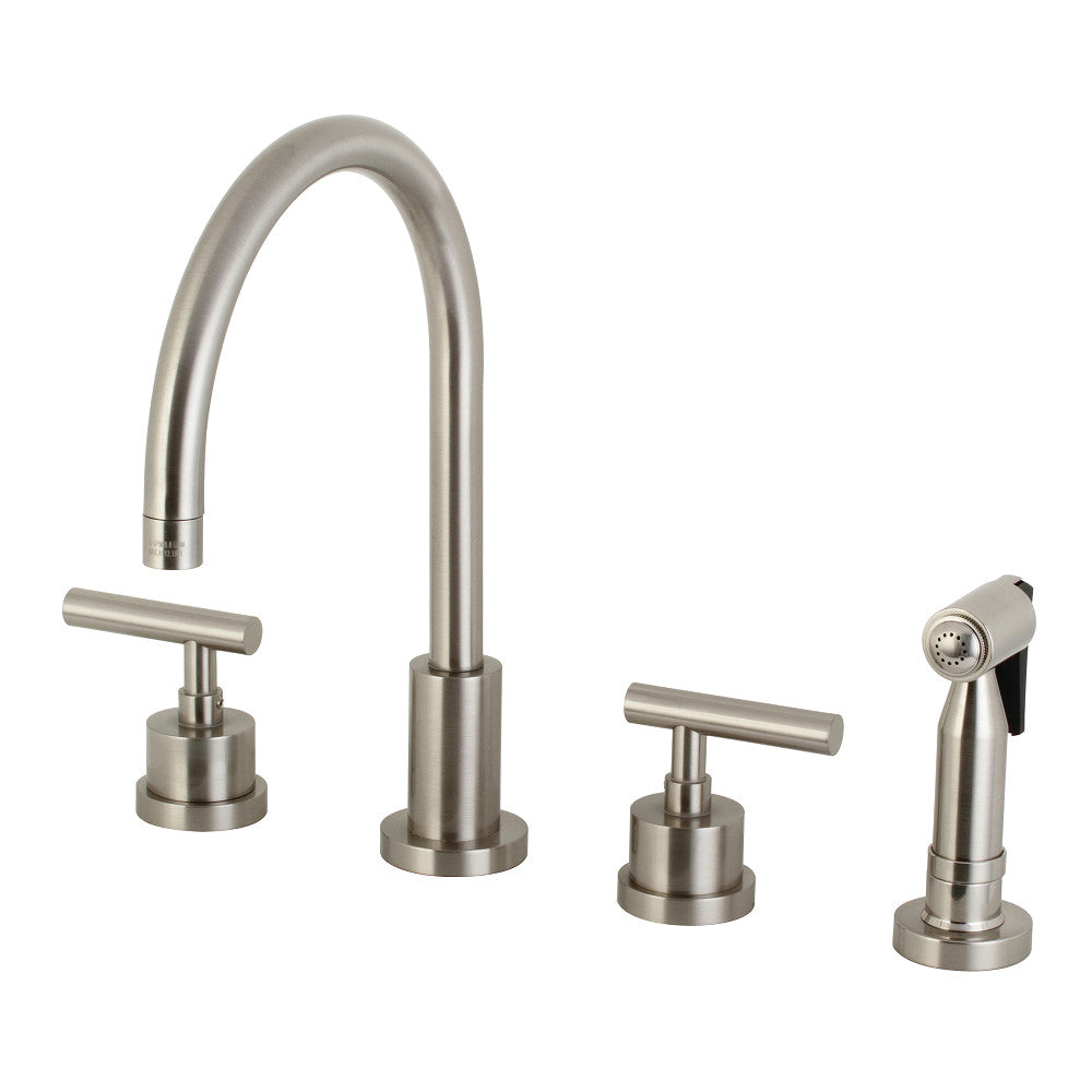 Kingston Brass KS8723CMLBS Manhattan 8-Inch Widespread Kitchen Faucet with Brass Sprayer