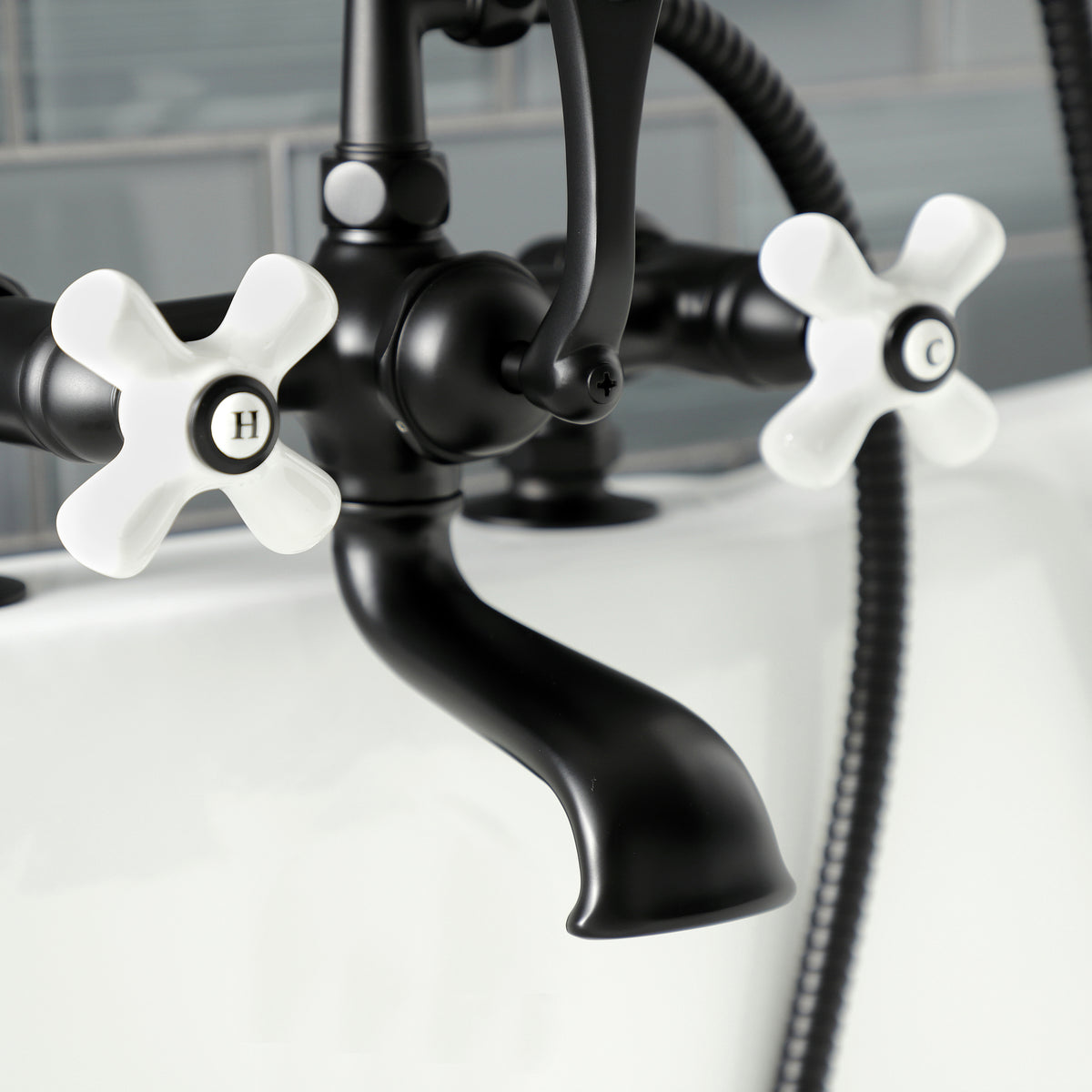 Aqua Vintage 7-Inch Tub Faucet with Hand Shower