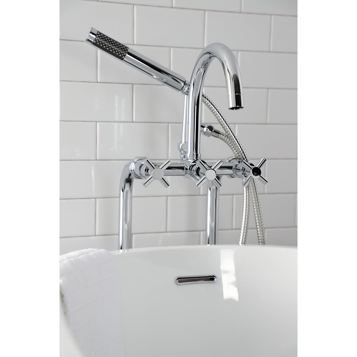 Aqua Vintage Concord Freestanding Tub Faucet with Supply Line, Stop Valve
