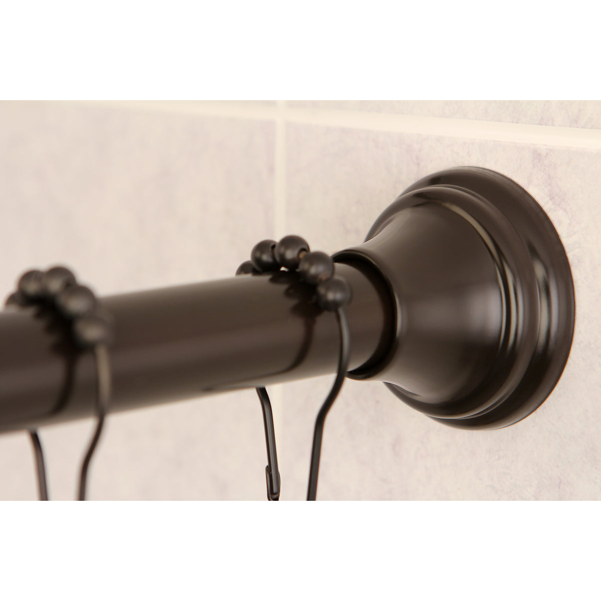 Kingston Brass Straight Shower Curtain Rod with Shower Curtain Rings