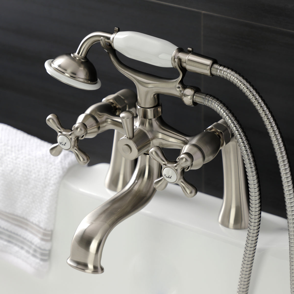 Kingston Deck Mount Clawfoot Tub Faucet with Hand Shower