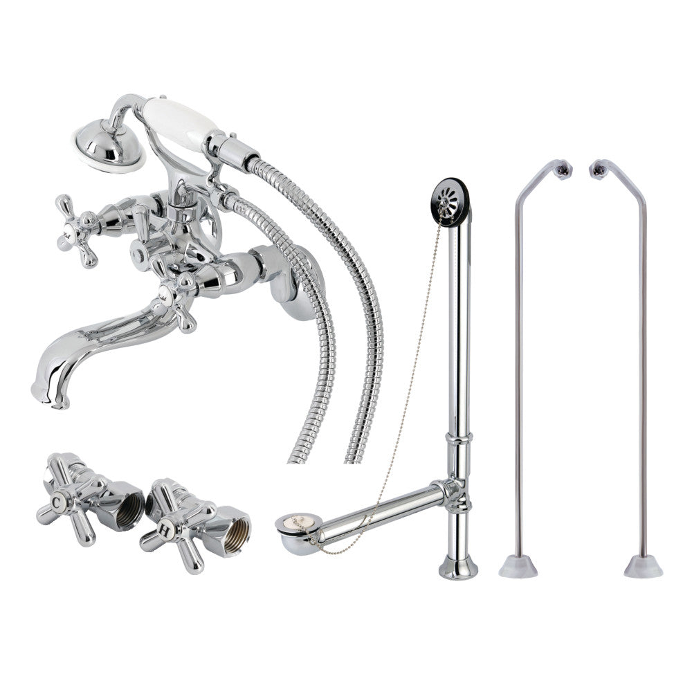 Vintage Wall Mount Clawfoot Tub Faucet Package with Supply Line