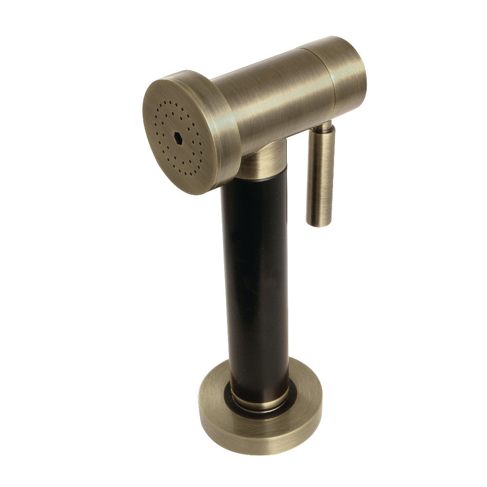 Kingston Brass Brass Kitchen Faucet Side Sprayer with Black Grip in Brushed Brass