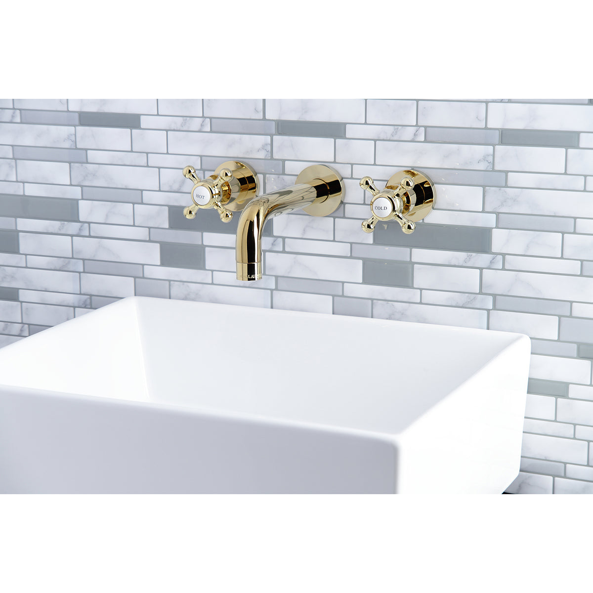 Kingston Brass KS8121BX Metropolitan 2-Handle 8 in. Wall Mount Bathroom Faucet