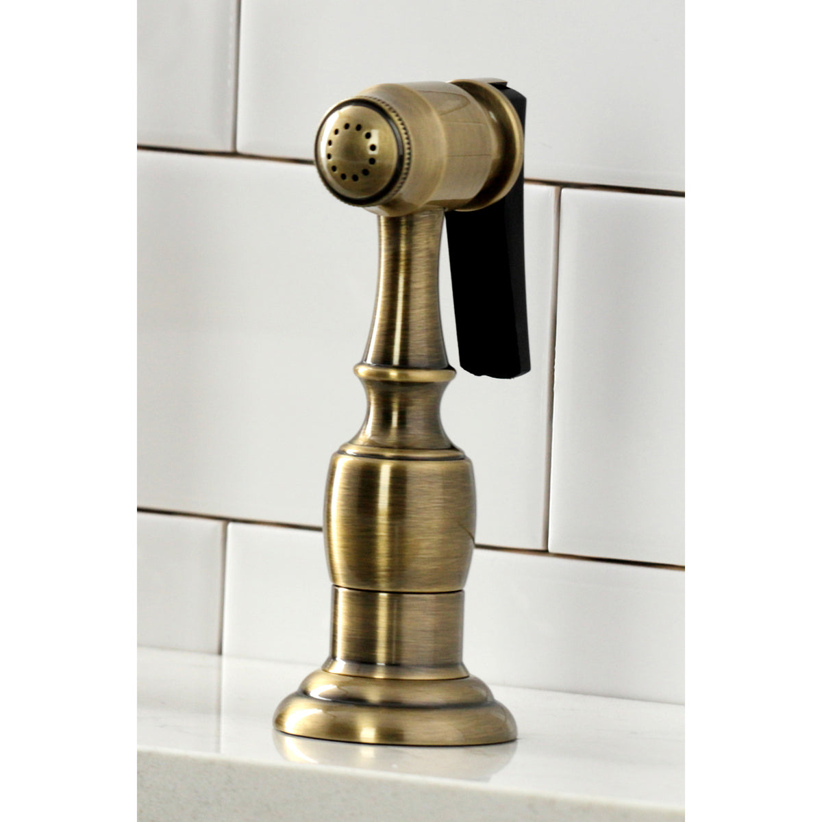 Kingston Brass KS1273PXBS Heritage Bridge Kitchen Faucet with Brass Sprayer