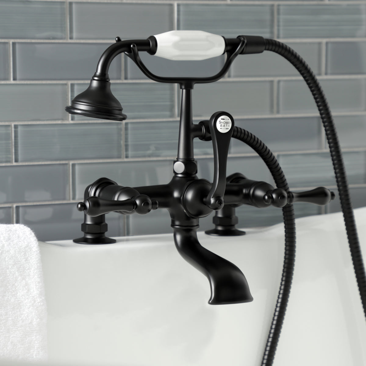 Aqua Vintage 7-Inch Tub Faucet with Hand Shower