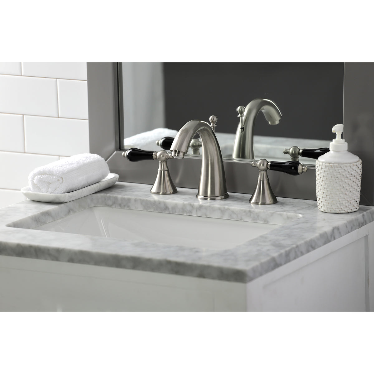 Kingston Brass KS2975PKL Duchess Widespread Bathroom Faucet with Brass Pop-Up