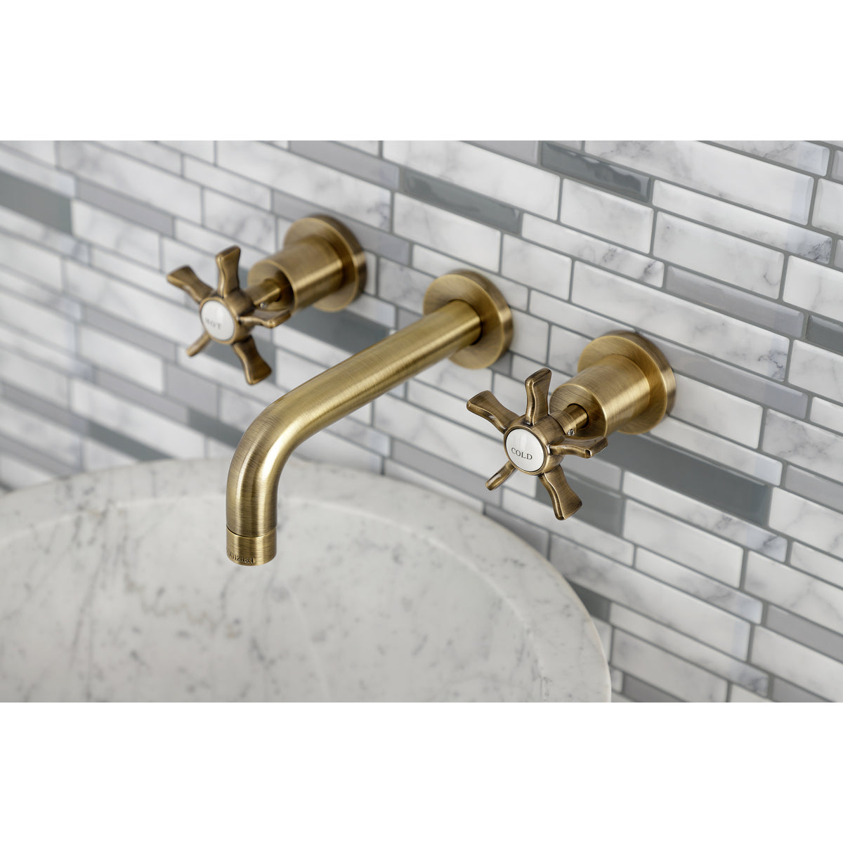 Kingston Brass KS8128NX Hamilton Two-Handle Wall Mount Bathroom Faucet