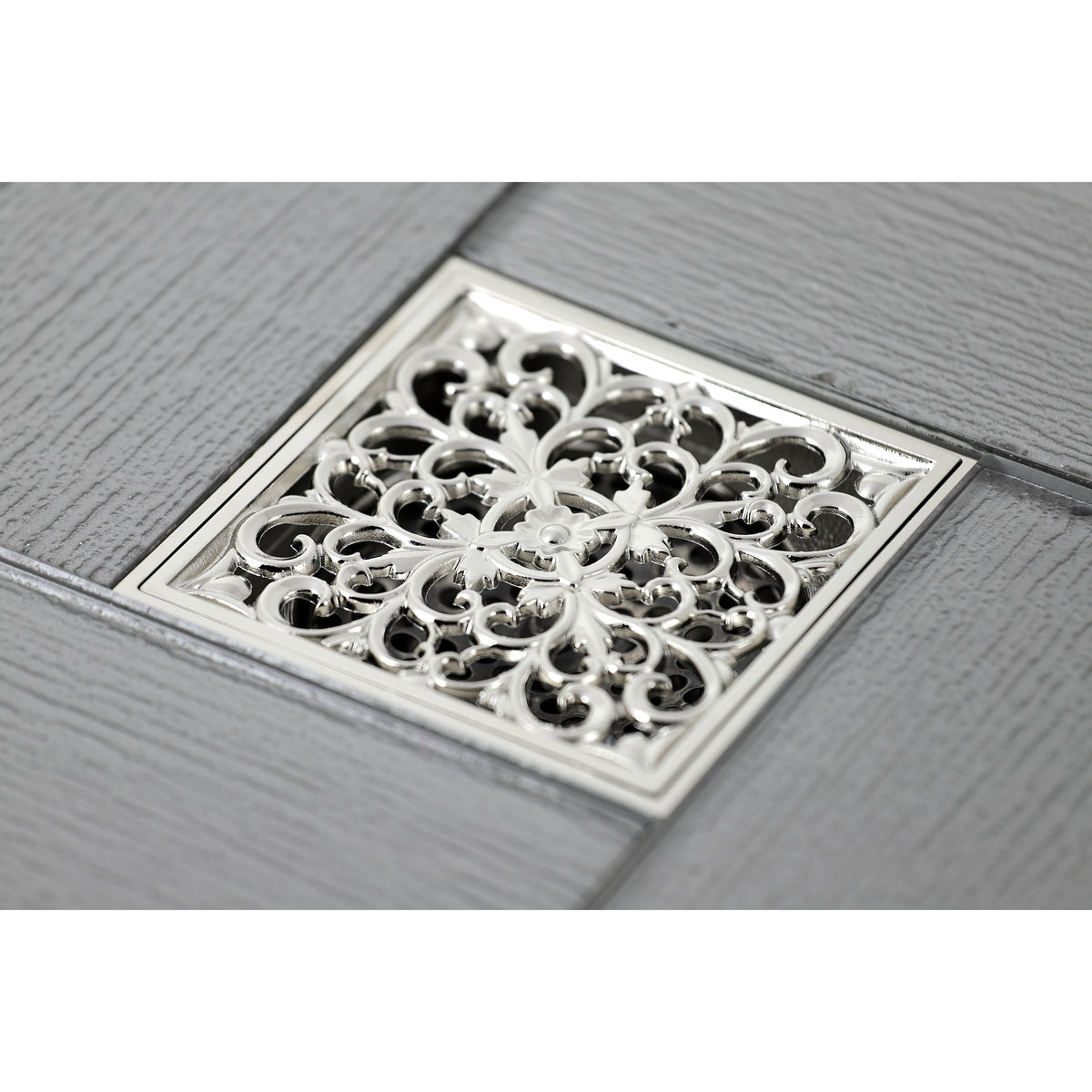 Kingston Brass Watercourse Scroll 4" Square Grid Shower Drain