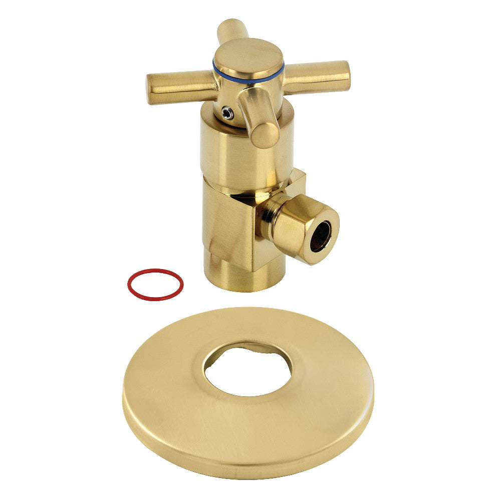 Kingston Brass 1/2"IPS x 3/8"O.D. Anti-Seize Deluxe Quarter-Turn Ceramic Hardisc Cartridge Angle Stop with Flange